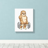 Sloth in Bodybuilding mit Barbell Leinwanddruck (Insitu (Holzboden))