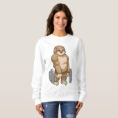 Sloth in Bodybuilding mit Barbell Sweatshirt (Vorne ganz)