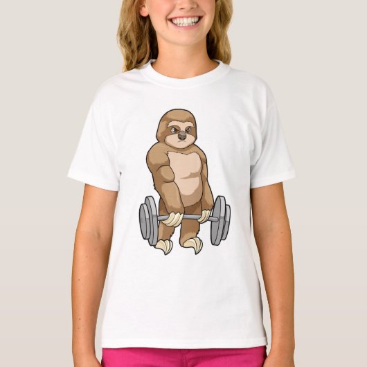 Sloth in Bodybuilding mit Barbell T-Shirt (Vorderseite)