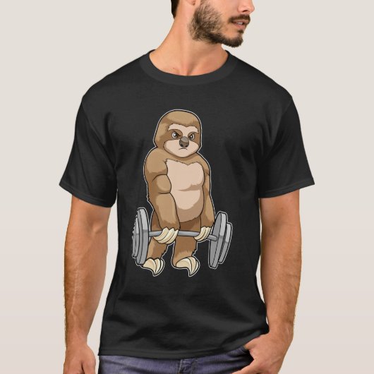 Sloth in Bodybuilding mit Barbell T-Shirt (Vorderseite)