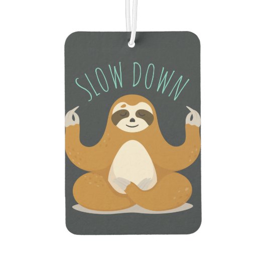 Sloth in Lotus Yoga Pose "Slow Down" Autolufterfrischer (Rückseite)