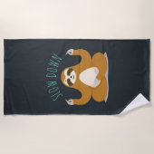 Sloth in Lotus Yoga Pose "Slow Down" Strandtuch (Vorderseite)