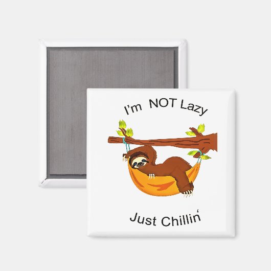 Sloth in Orange Hammock NOT LAZY JUST CHILLIN Magnet (Vorderseite/Rückseite)