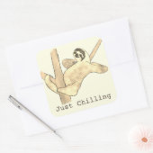 Sloth in Tree Just Chilling Funny Süße Tier Art Quadratischer Aufkleber (Umschlag)