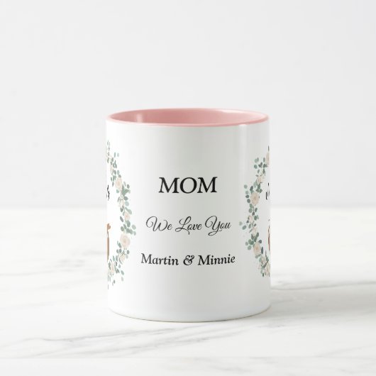 Sloth in Wreath Happy Mütter Day Individuelle Name Tasse (Zentrum)