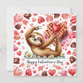 Sloth in  Yoga Class on Valentine's Day  Feiertagskarte