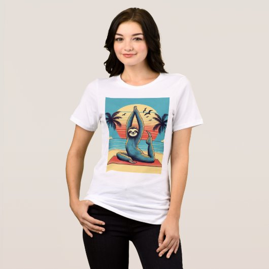 Sloth in Yoga Pose Unisex Tri-Blend Shirt (Vorderseite voll)