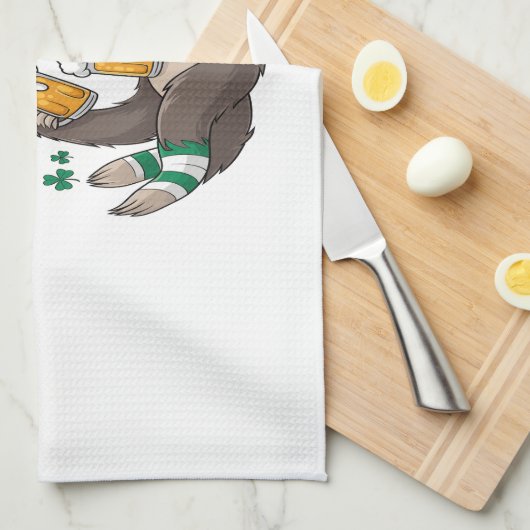 Sloth Irish Drinking St Patrick's Day Geschirrtuch (Viertel Falte)