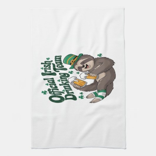 Sloth Irish Drinking St Patrick's Day Geschirrtuch (Vertikal)