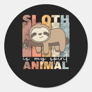 Sloth ist mein Geisttier - süße Faultiere Vintag Runder Aufkleber