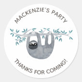 Sloth Jungle Birthday Party Danke Runder Aufkleber (Vorderseite)