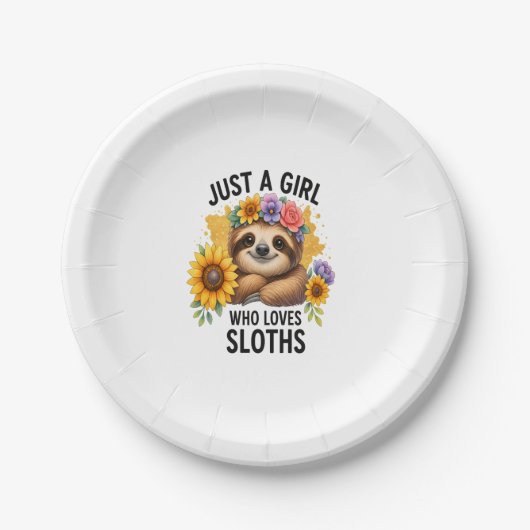 Sloth Just a Girl Who Lieben Sloth Pappteller (Vorderseite)