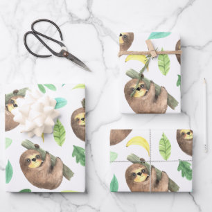 Sloth Kids Wrapping Paper Sheets Geschenkpapier Set
