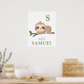 Sloth Kinderzimmer Art Print | Name des Babys Poster (Küche)