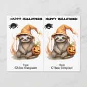 Sloth Kitty Cat School Party Halloween Card Postkarte (Vorderseite)