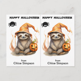 Sloth Kitty Cat School Party Halloween Card Postkarte