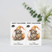 Sloth Kitty Cat School Party Halloween Card Postkarte (Stehend Vorderseite)