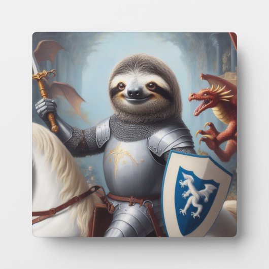 Sloth Knight Fighting Dragons Fotoplatte (Vorderseite)
