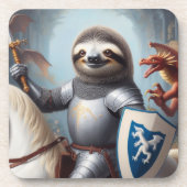 Sloth Knight Fighting Dragons Getränkeuntersetzer (Vorderseite)