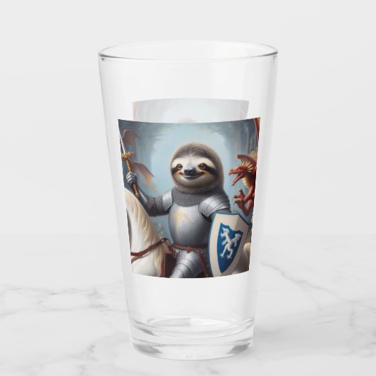 Sloth Knight Fighting Dragons Glas (Rückseite)