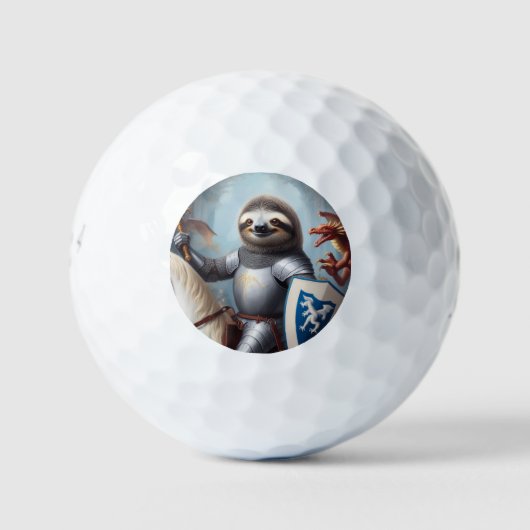 Sloth Knight Fighting Dragons Golfball (Vorderseite)