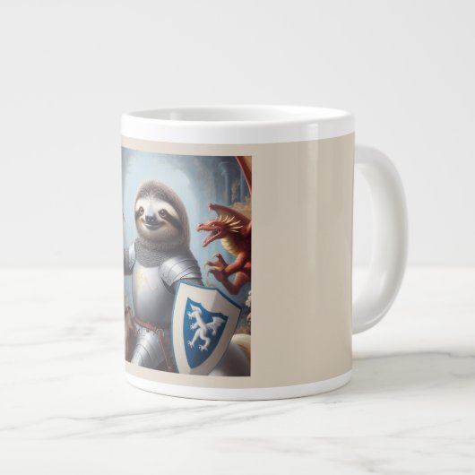 Sloth Knight Fighting Dragons Jumbo-Tasse (Vorderseite Rechts)