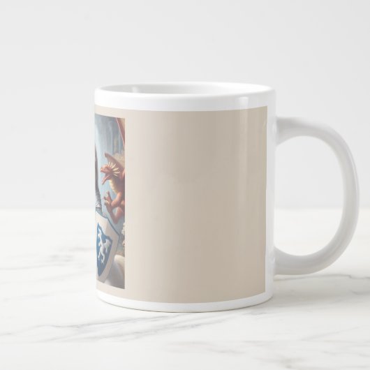 Sloth Knight Fighting Dragons Jumbo-Tasse (Rechts)