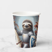 Sloth Knight Fighting Dragons Pappbecher (Rückseite)