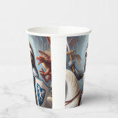 Sloth Knight Fighting Dragons Pappbecher (Links)