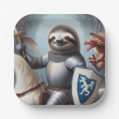 Sloth Knight Fighting Dragons Pappteller (Vorderseite)
