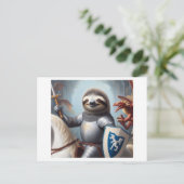Sloth Knight Fighting Dragons Postkarte (Stehend Vorderseite)