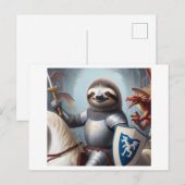 Sloth Knight Fighting Dragons Postkarte (Vorne/Hinten)
