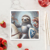 Sloth Knight Fighting Dragons Serviette (Beispiel)