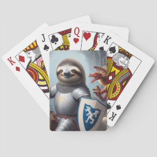 Sloth Knight Fighting Dragons Spielkarten