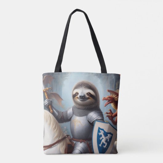Sloth Knight Fighting Dragons Tasche (Rückseite)