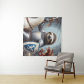 Sloth Knight Fighting Dragons Wandteppich (Beispiel (Horizontal))