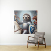 Sloth Knight Fighting Dragons Wandteppich (Beispiel)