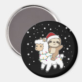 Sloth Lama Christmas Snow Winter Animals Magnet (Vorderseite/Rückseite)