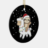 Sloth Lama Christmas Snow Wintertiere Keramik O Ornament (Rechts)