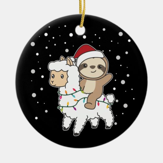 Sloth Lama Christmas Snow Wintertiere Keramik O Ornament (Vorne)