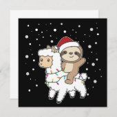 Sloth Lama Weihnachtsschnee Wintertiere Einladung (Vorne/Hinten)