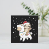 Sloth Lama Weihnachtsschnee Wintertiere Einladung (Stehend Vorderseite)