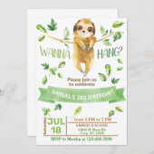 Sloth lasst uns Junge Einladung aushängen. Einladu (Vorne/Hinten)