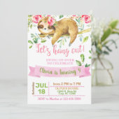 Sloth lasst uns Mädchen-Einladung aushängen. Einla Einladung (Stehend Vorderseite)