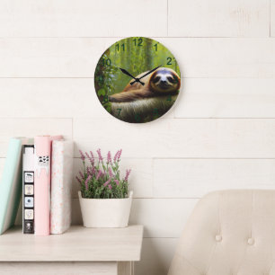 Sloth Lazy Afternoon, Wall Cloud Große Wanduhr