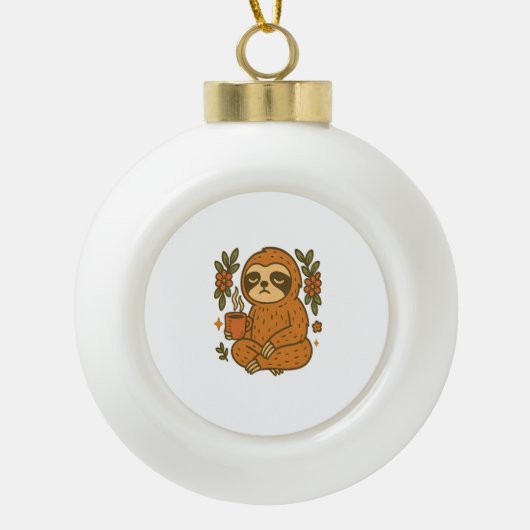 Sloth Lazy Sleepy Sloth Keramik Kugel-Ornament (Vorderseite)