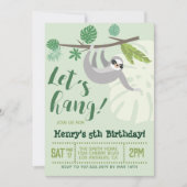 Sloth Let's Hang Birthday Einladung (Vorderseite)