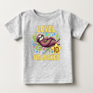 Sloth Level Unlock Birthday Gamer Design Baby T-shirt
