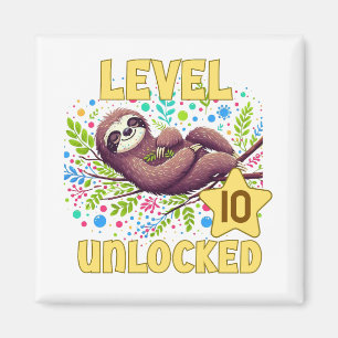 Sloth Level Unlock Birthday Gamer Design Magnet