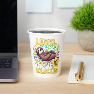 Sloth Level Unlock Birthday Gamer Design Pappbecher